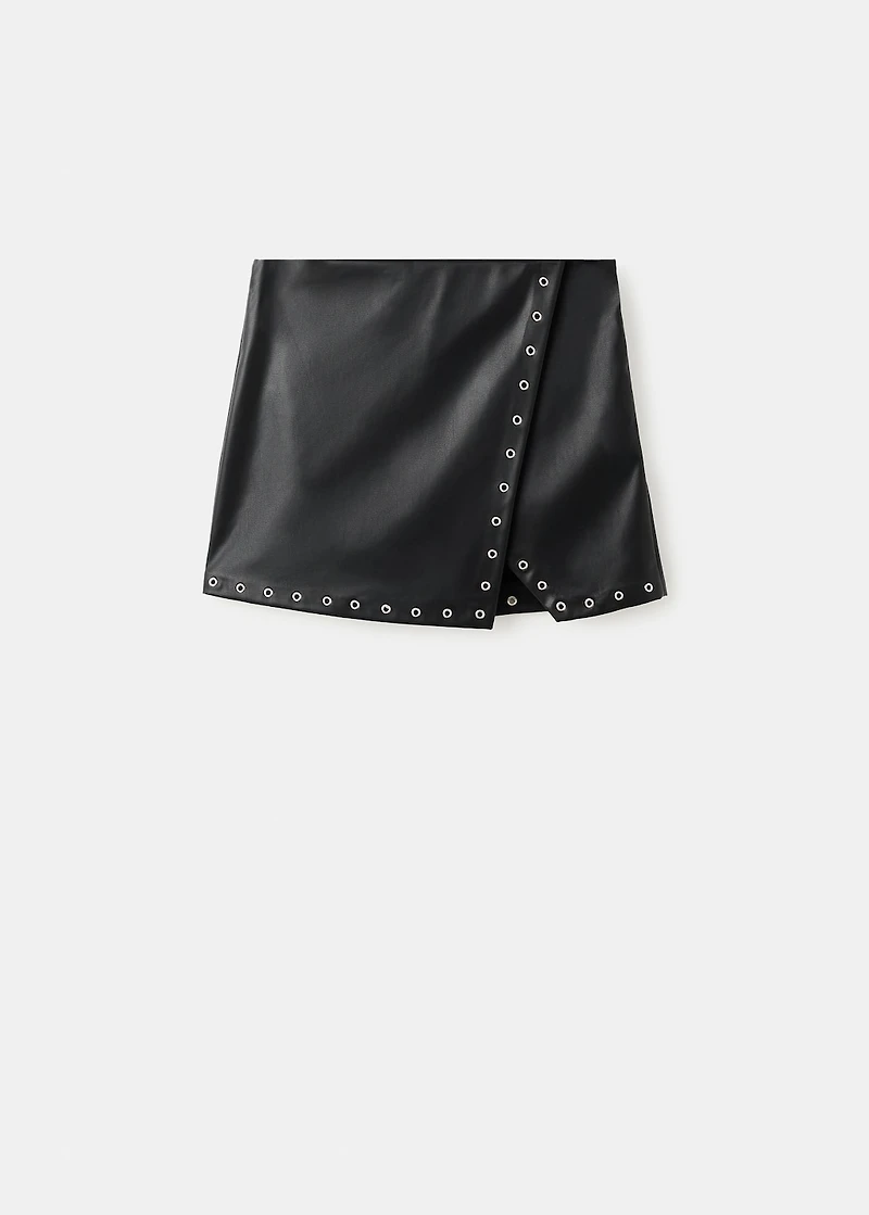 Faux-leather skort with studs