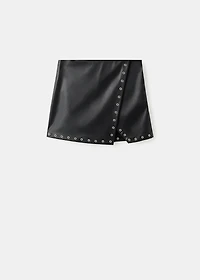Faux-leather skort with studs