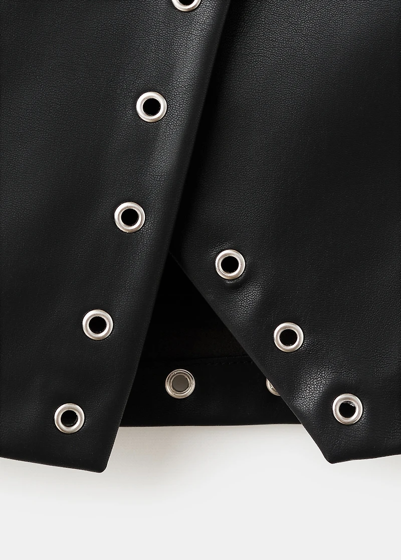 Faux-leather skort with studs