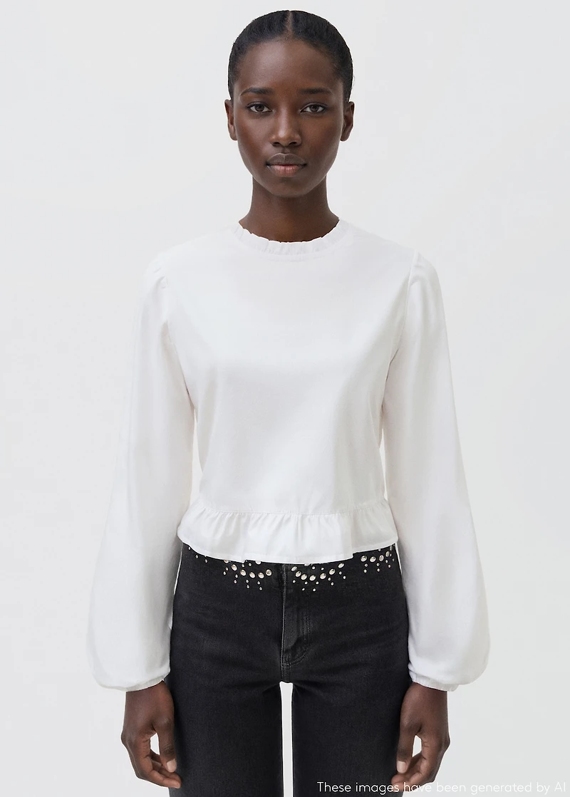 Ruffled cotton blouse