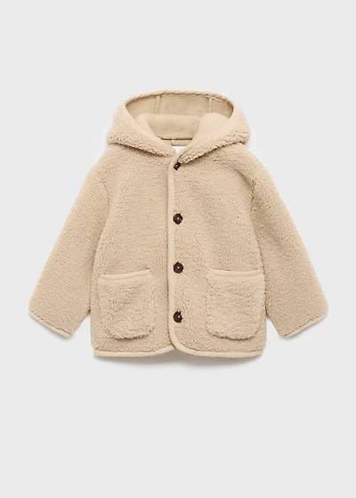 Shearling-effect hooded coat