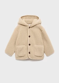 Shearling-effect hooded coat