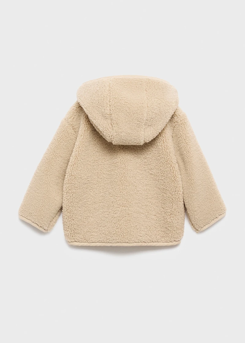 Shearling-effect hooded coat