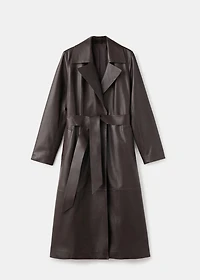 100% leather trench coat with belt