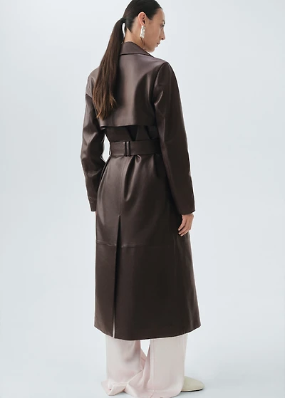 100% leather trench coat with belt