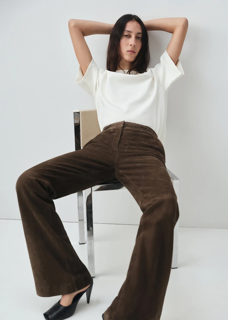 100% suede flared pants