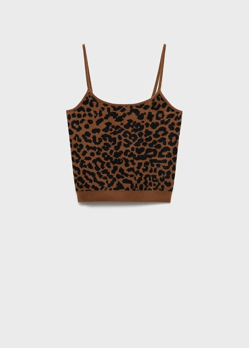 Leopard-print knitted top