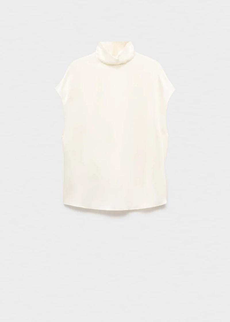 100% silk satin turtleneck blouse