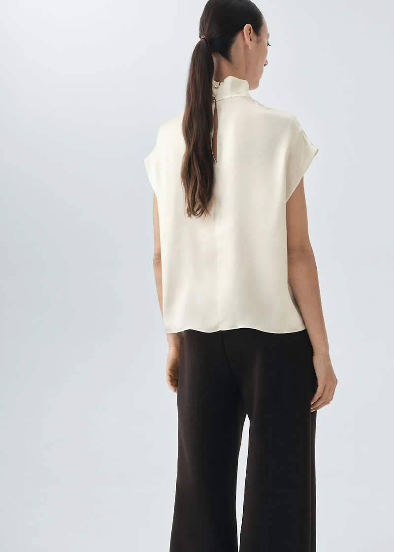 100% silk satin turtleneck blouse