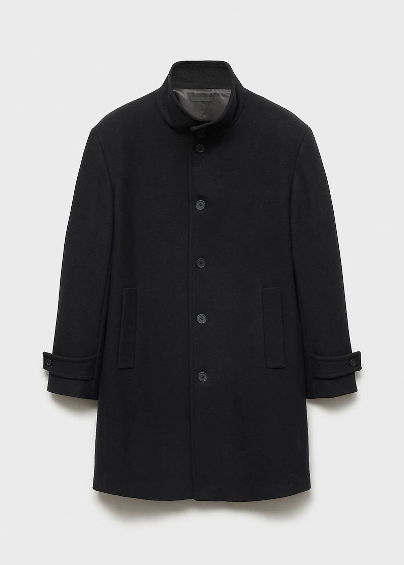 Wool funnel neck coat
