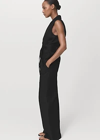 Linen suit vest with belt