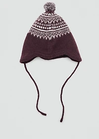 Bobble hat with jacquard pattern