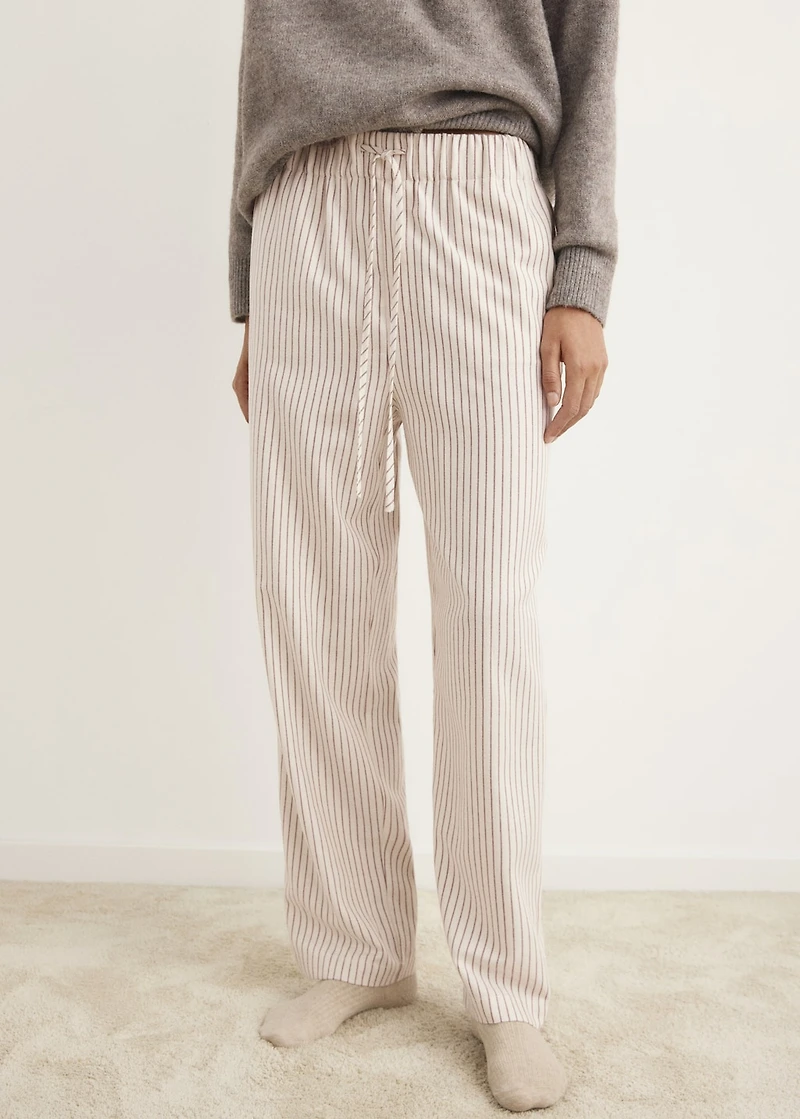 Woven striped flannel pants