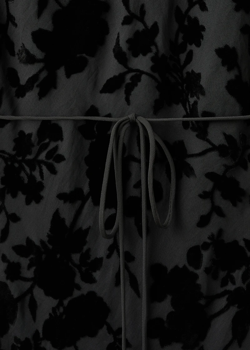 Floral jacquard dress with bell sleeves