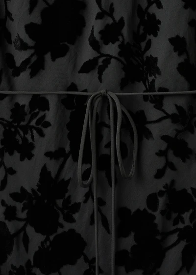 Floral jacquard dress with bell sleeves