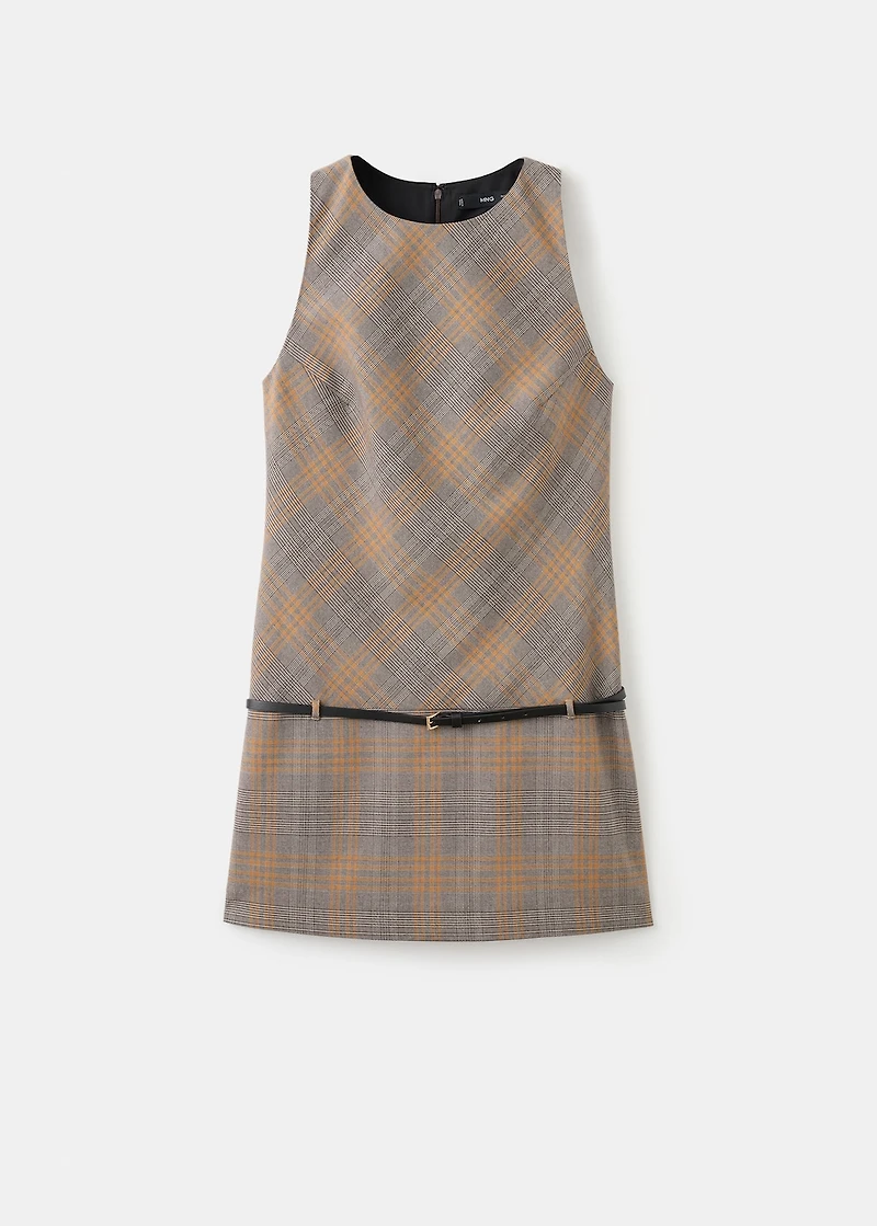 Check belt dress