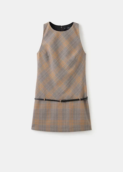 Check belt dress