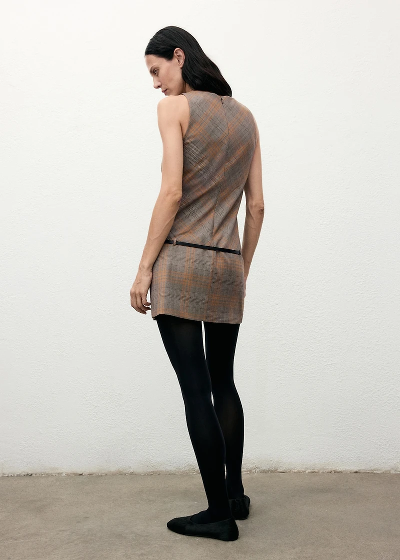 Check belt dress