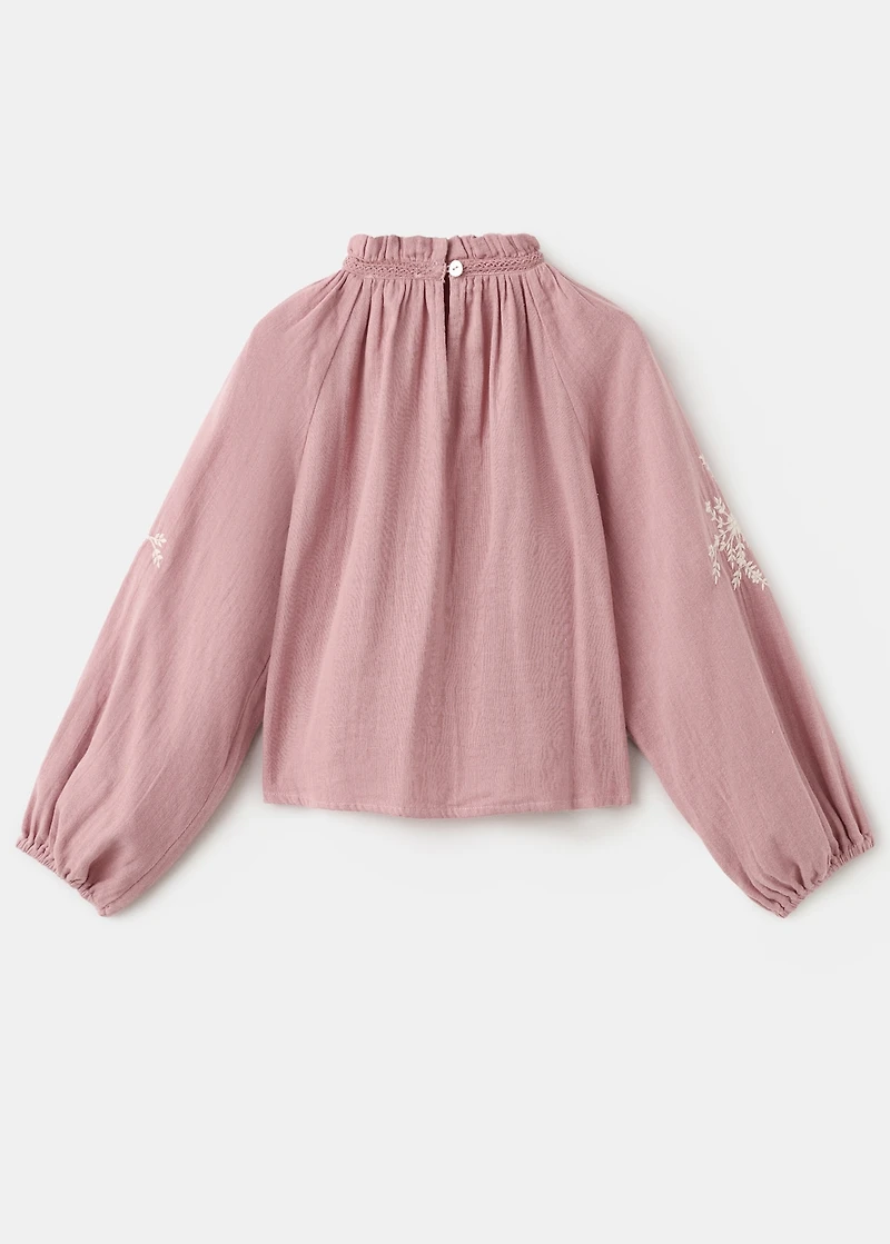 Cotton blouse with floral embroidery