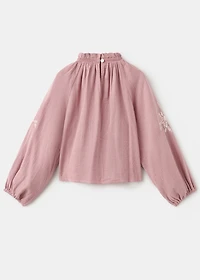 Cotton blouse with floral embroidery