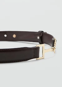 Leather belt with metal detail