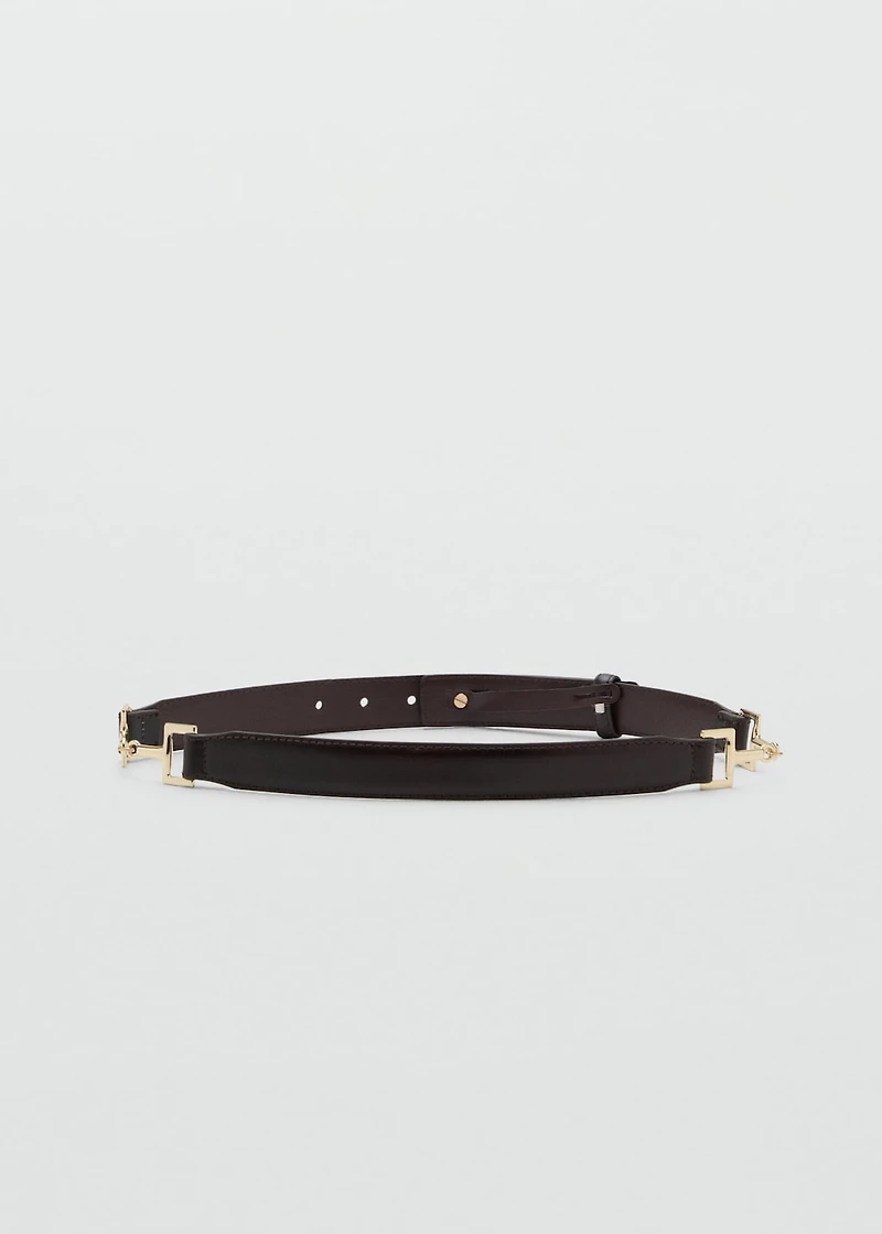 Leather belt with metal detail
