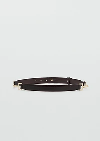 Leather belt with metal detail