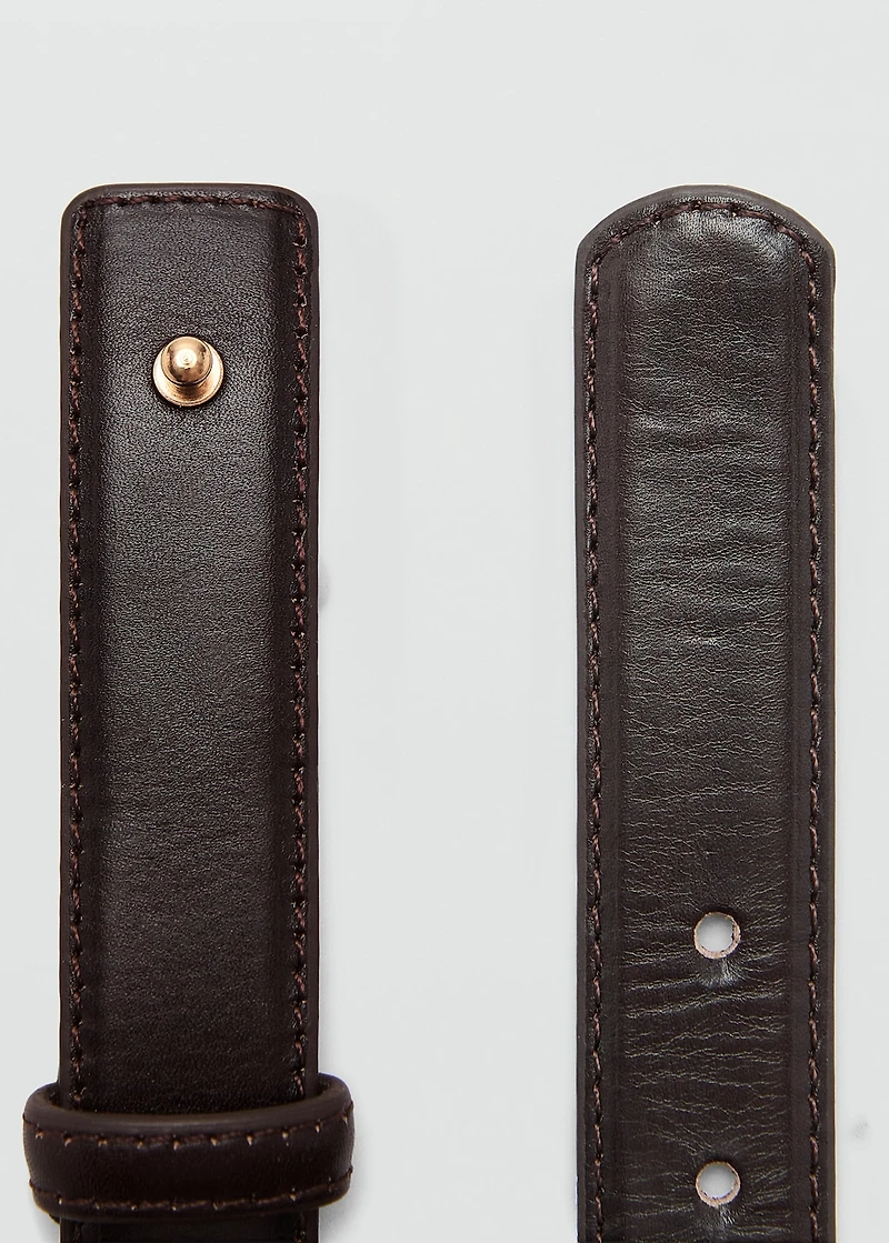 Leather belt with metal detail