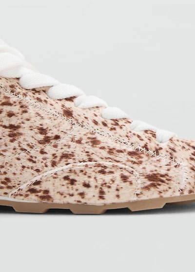 Leather trainers with fleece