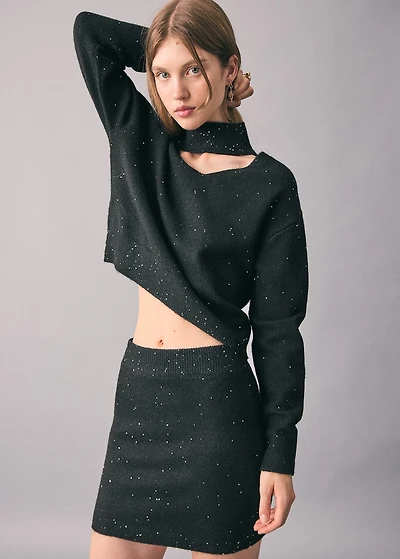 Knitted skirt with sequin detail