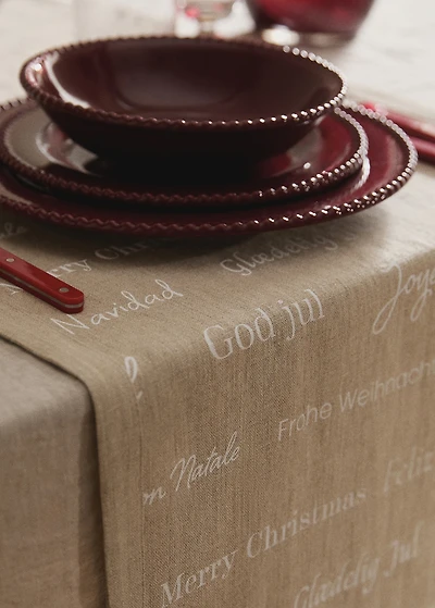 Linen table runner with festive details