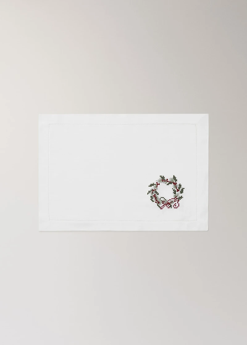 Embroidered linen Christmas placemat