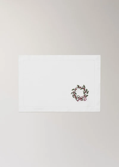 Embroidered linen Christmas placemat
