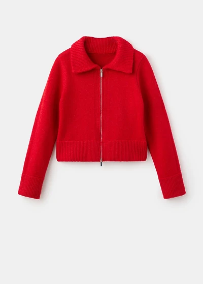 Cardigan with shirt collar