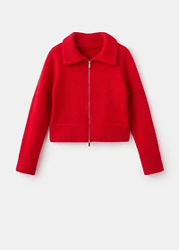 Cardigan with shirt collar