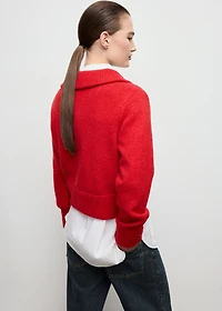 Cardigan with shirt collar