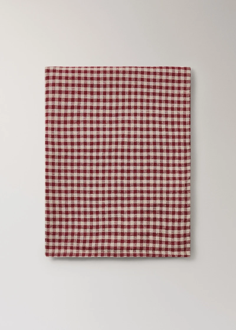 Gingham checked linen tablecloth for 6 to 8 diners
