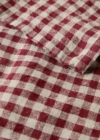 Gingham checked linen tablecloth for 6 to 8 diners