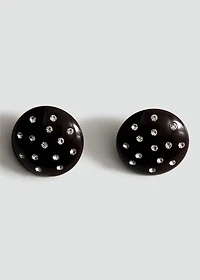 Round crystal appliqué earrings