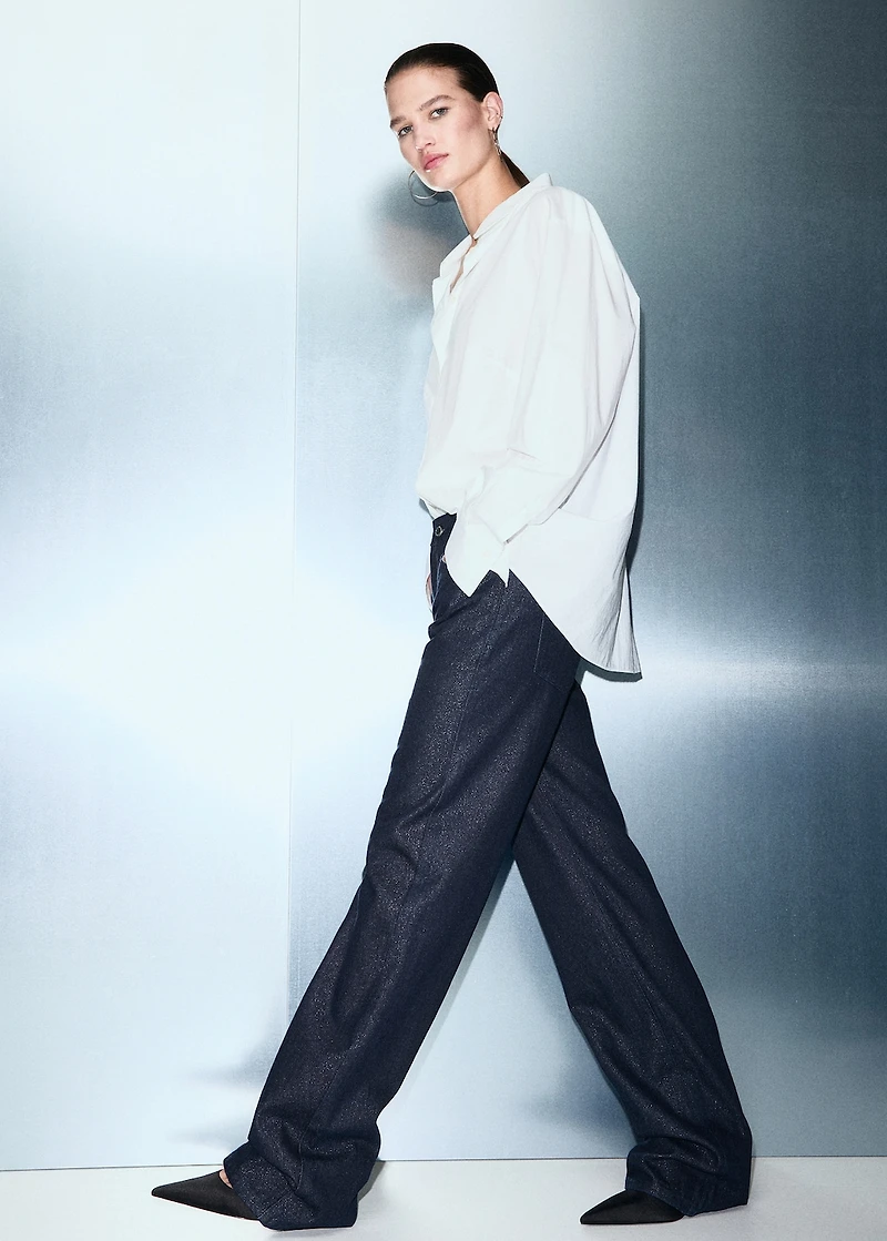 Shiny straight-leg jeans