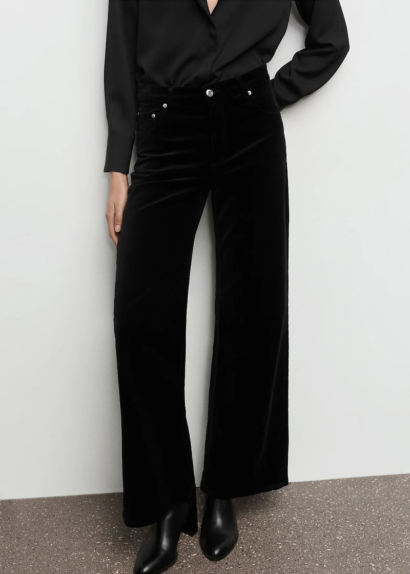 Wide-leg velvet jeans