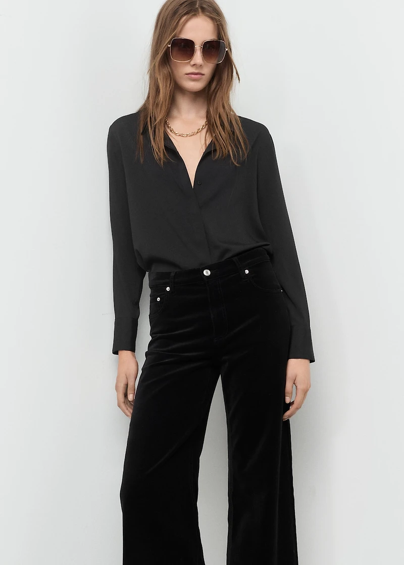 Wide-leg velvet jeans