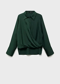 Cross-over satin blouse