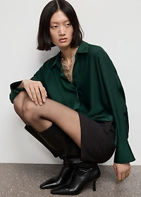 Cross-over satin blouse