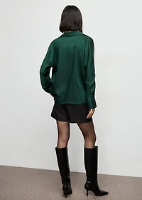 Cross-over satin blouse