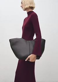 Perkins-neck ribbed dress