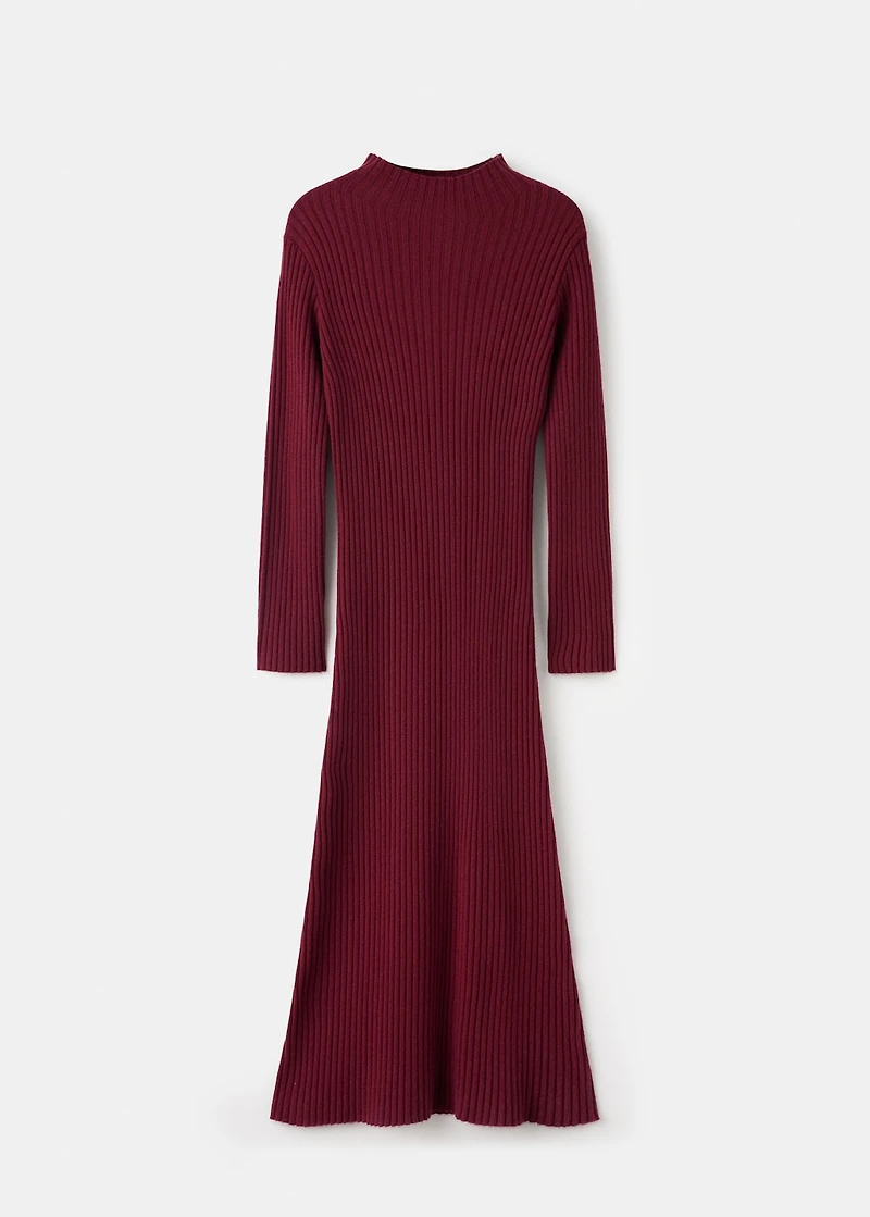 Perkins-neck ribbed dress