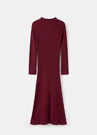 Perkins-neck ribbed dress