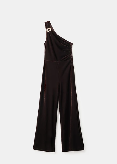 Velvet jumpsuit with metallic detail