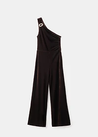 Velvet jumpsuit with metallic detail